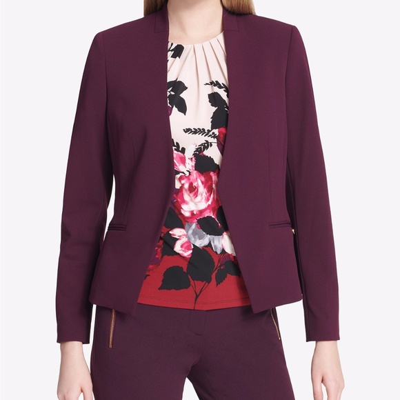 Calvin Klein Collarless Open-Front Blazer, 6 - Picture 1 of 5